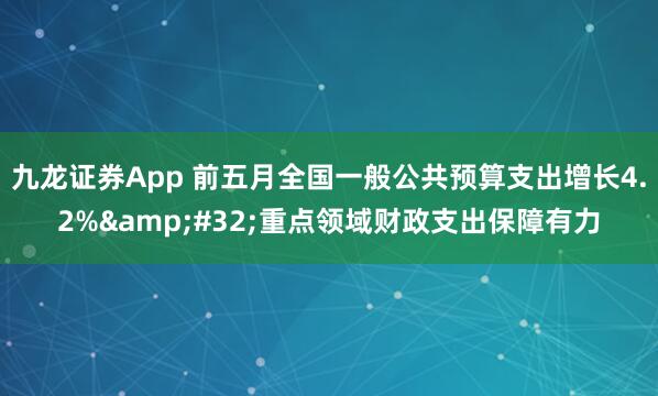 九龙证券App 前五月全国一般公共预算支出增长4.2%&#32;重点领域财政支出保障有力
